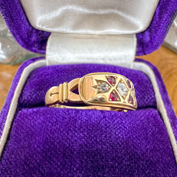 Antique Victorian Diamond & Ruby Ring sold by Doyle and Doyle an antique and vintage jewelry boutique