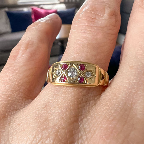 Antique Victorian Diamond & Ruby Ring sold by Doyle and Doyle an antique and vintage jewelry boutique