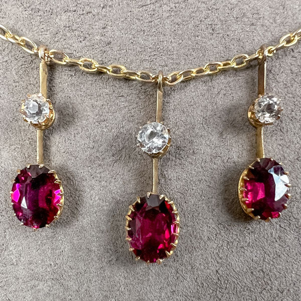 Antique Garnet & White Sapphire Fringe Necklace, from Doyle & Doyle antique and vintage jewelry boutique