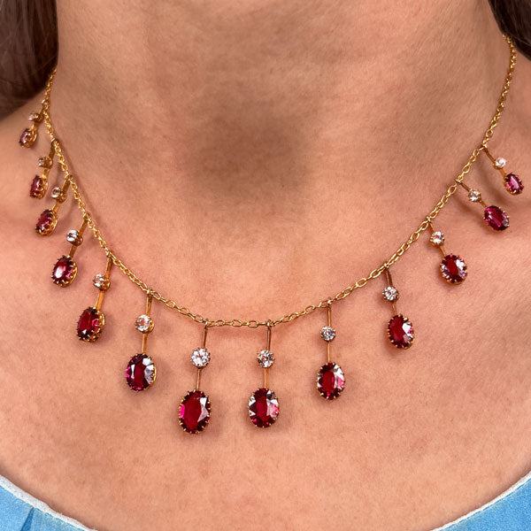 Antique Garnet & White Sapphire Fringe Necklace, from Doyle & Doyle antique and vintage jewelry boutique
