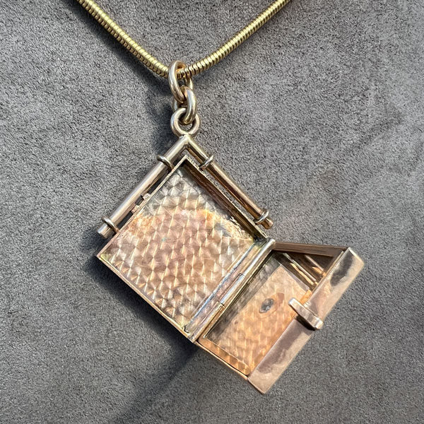 Antique Hardstone & Diamond Locket Pendant with carnelian and onyx,  Doyle & Doyle antique and vintage jewelry boutique