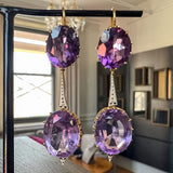 Antique Edwardian Amethyst & Enamel Drop Earrings, from Doyle & Doyle antique and vintage jewelry boutique