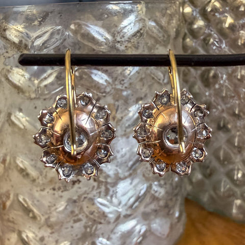 Victorian Diamond Flower Earrings sold by Doyle and Doyle an antique and vintage jewelry boutique