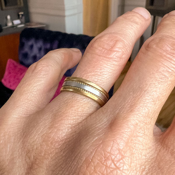 Vintage Patterned Wedding Band Ring, Size 5 1/4 sold by Doyle and Doyle an antique and vintage jewelry boutique