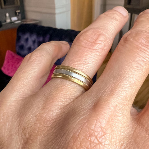 Vintage Patterned Wedding Band Ring, Size 5 1/4