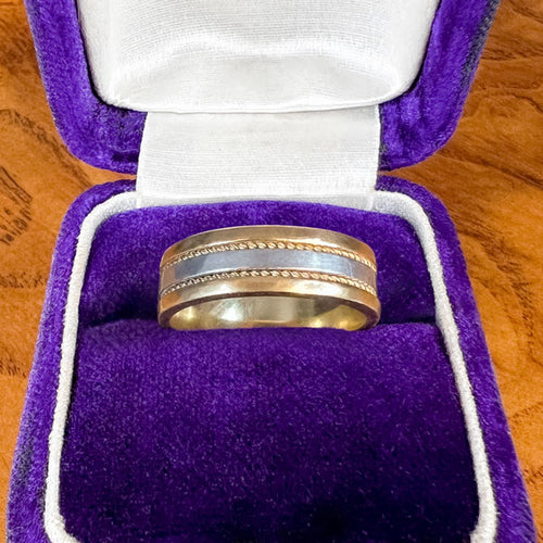 Vintage Patterned Wedding Band Ring, Size 5 1/4 sold by Doyle and Doyle an antique and vintage jewelry boutique