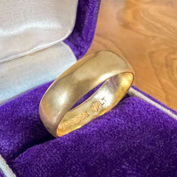 Vintage Half Round Wedding Band Ring, Size 6 3/4 sold by Doyle and Doyle an antique and vintage jewelry boutique