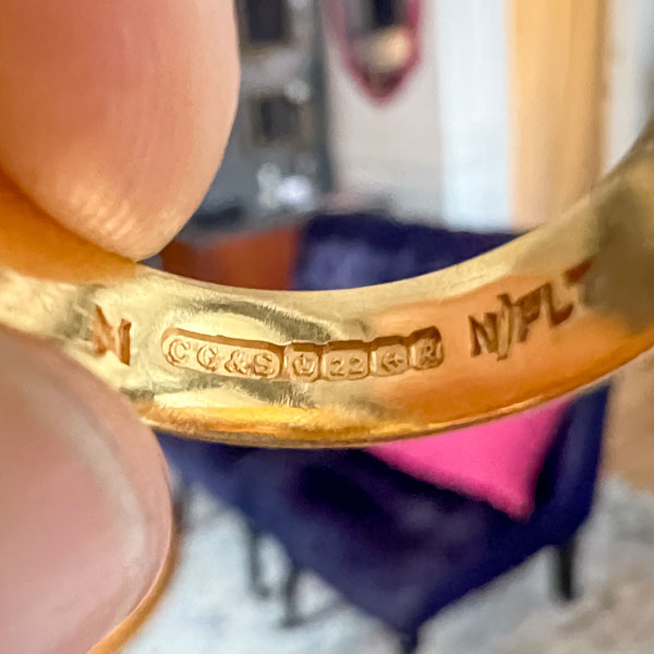Vintage Half Round Wedding Band Ring, Size 6 3/4 sold by Doyle and Doyle an antique and vintage jewelry boutique