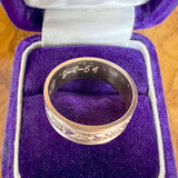 Vintage Wide Patterned Wedding Band Ring sold by Doyle and Doyle an antique and vintage jewelry boutique