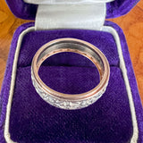 Vintage Wide Patterned Wedding Band Ring, Size 7 sold by Doyle and Doyle an antique and vintage jewelry boutique