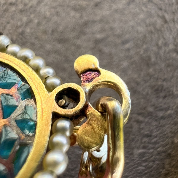 Art Nouveau Mother of Pearl Plique a Jour Pendant sold by Doyle and Doyle an antique and vintage jewelry boutique