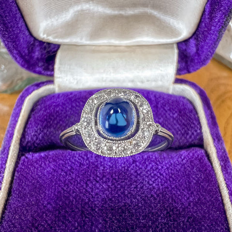 Estate Sugarloaf Sapphire & Diamond Ring