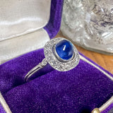 Estate Sugarloaf Sapphire 1.49ct & Diamond Ring sold by Doyle and Doyle an antique and vintage jewelry boutique