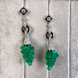 Vintage Emerald Bead, Diamond, and Black Enamel Bead Earrings, sold by Doyle and Doyle an antique and vintage jewelry boutique