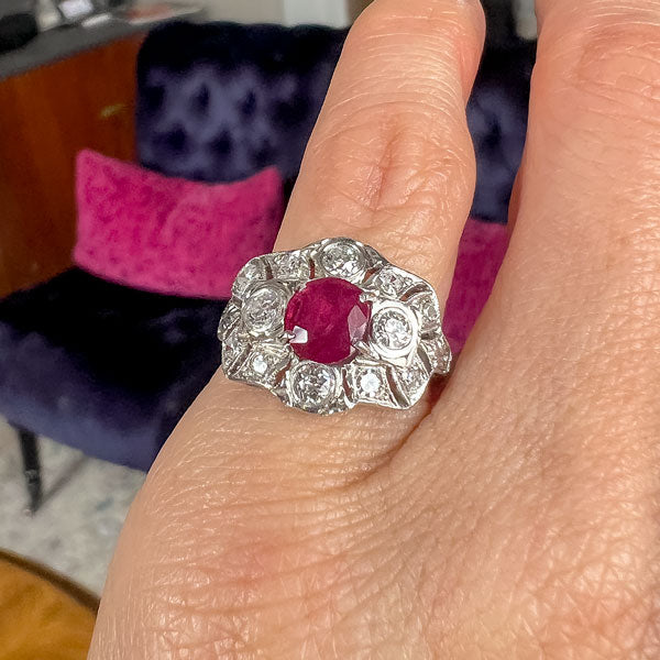 Art Deco Ruby & Diamond Ring, 1.04ct. sold by Doyle and Doyle an antique and vintage jewelry boutique