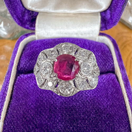 Art Deco Ruby & Diamond Ring, 1.04ct. sold by Doyle and Doyle an antique and vintage jewelry boutique