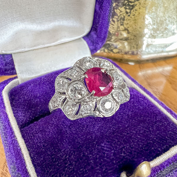 Art Deco Ruby & Diamond Ring, 1.04ct. sold by Doyle and Doyle an antique and vintage jewelry boutique