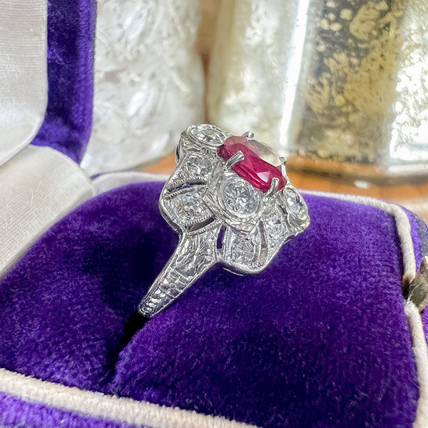 Art Deco Ruby & Diamond Ring, 1.04ct. sold by Doyle and Doyle an antique and vintage jewelry boutique