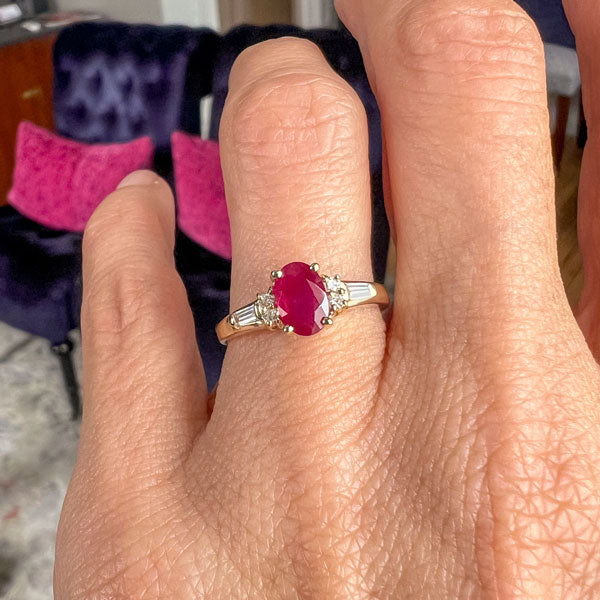 Estate Ruby & Diamond Ring sold by Doyle and Doyle an antique and vintage jewelry boutique