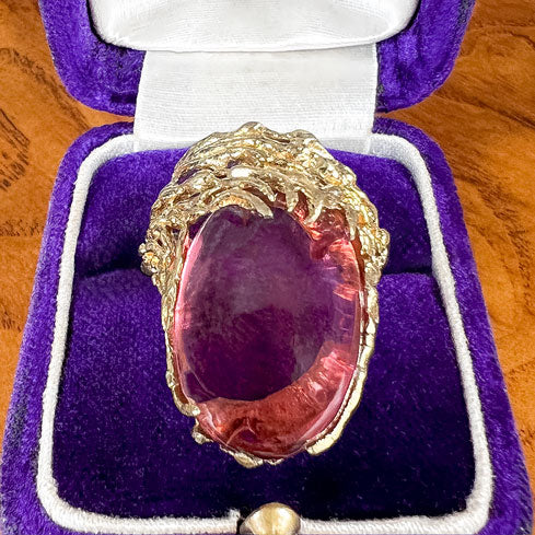 Vintage Organic Cabochon Pink Tourmaline Ring, from Doyle & Doyle antique and vintage jewelry boutique