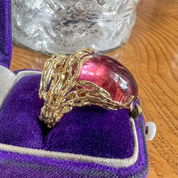 Vintage Organic Cabochon Pink Tourmaline Ring, from Doyle & Doyle antique and vintage jewelry boutique