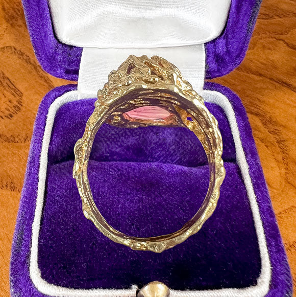 Vintage Organic Cabochon Pink Tourmaline Ring, from Doyle & Doyle antique and vintage jewelry boutique