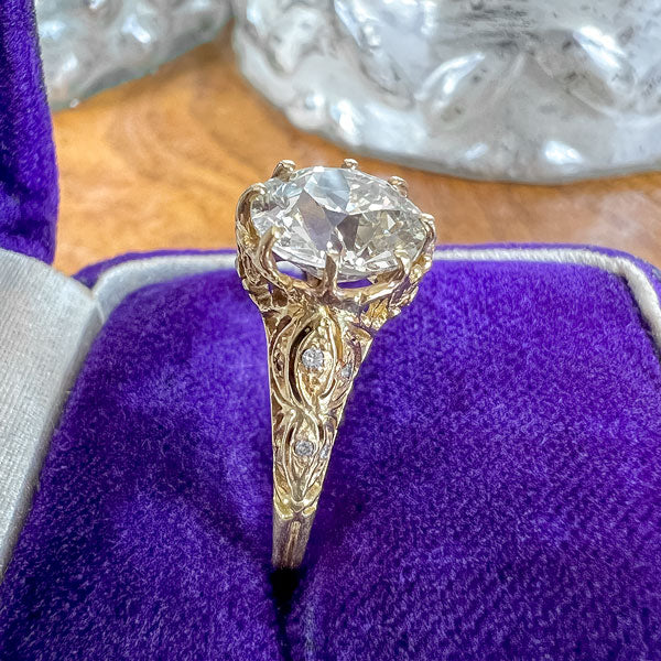 Vintage Filigree Engagement Ring, Old Euro 2.20ct sold by Doyle and Doyle an antique and vintage jewelry boutique