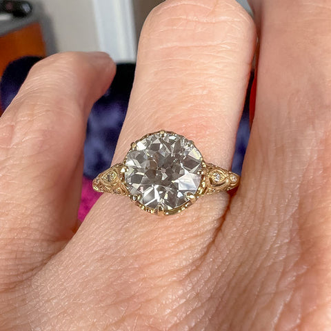 Vintage Filigree Engagement Ring, Old Euro 2.20ct.