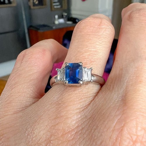 Estate Sapphire 1.08ct & Diamond Ring sold by Doyle and Doyle an antique and vintage jewelry boutique