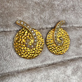 Estate Hammered Gold and Diamond Earrings, from Doyle & Doyle antique and vintage jewelry boutique
