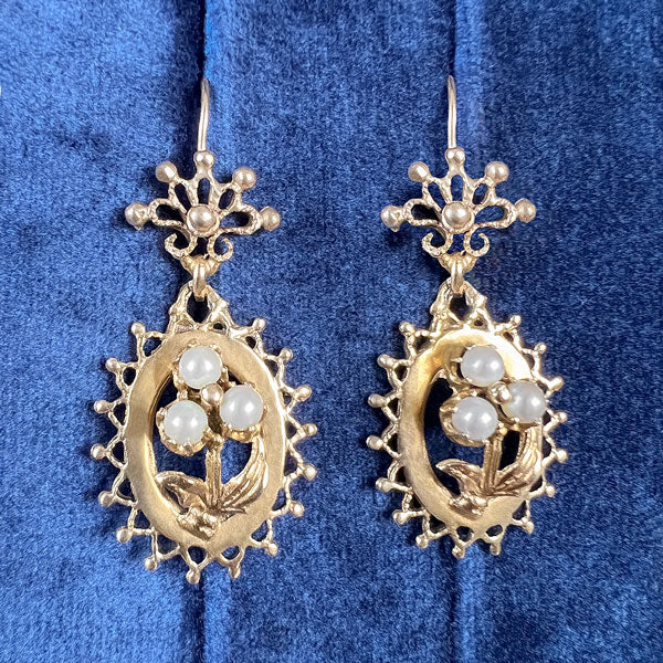 Vintage Pearl Drop Earrings sold by Doyle and Doyle an antique and vintage jewelry boutique