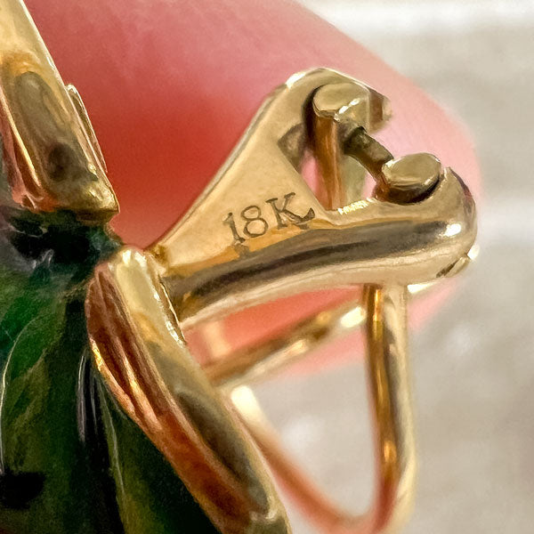 Vintage Green Enamel and Ruby Frog Earrings, from Doyle & Doyle antique and vintage jewelry boutique