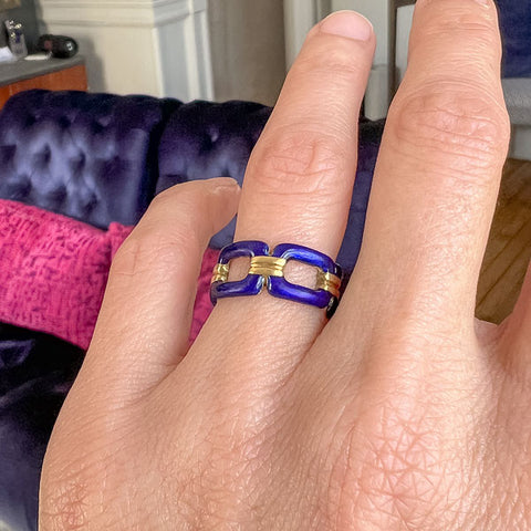 Vintage Enamel Openwork Band sold by Doyle and Doyle an antique and vintage jewelry boutique