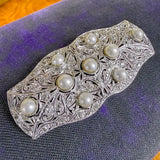 Art Deco Diamond & Pearl Brooch, sold by Doyle & Doyle antique and vintage jewelry boutique