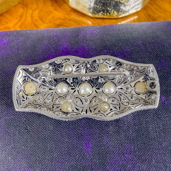 Art Deco Diamond & Pearl Brooch, sold by Doyle & Doyle antique and vintage jewelry boutique