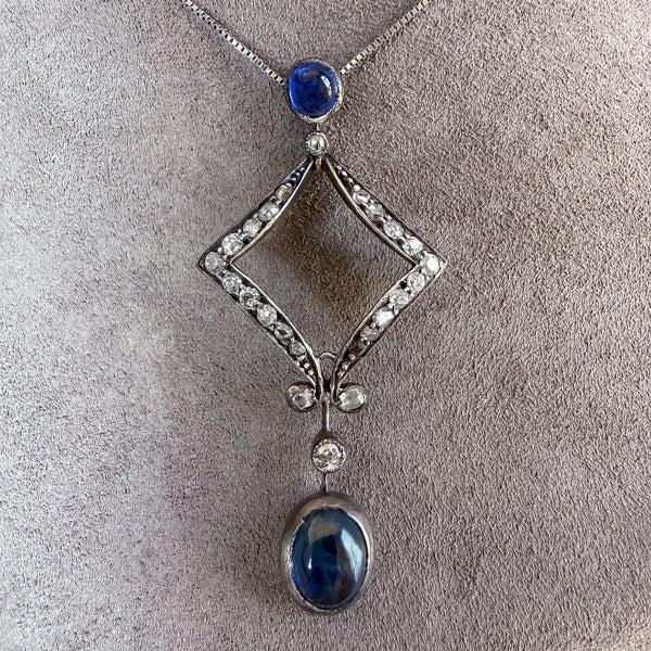 Antique Sapphire & Diamond Pendant, sold by Doyle & Doyle an antique and vintage jewelry boutique