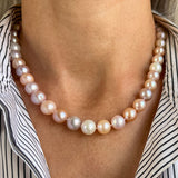 Vintage Cultured Pearl Necklace with Emerald and Diamond Clasp, from Doyle & Doyle antique and vintage jewelry boutique