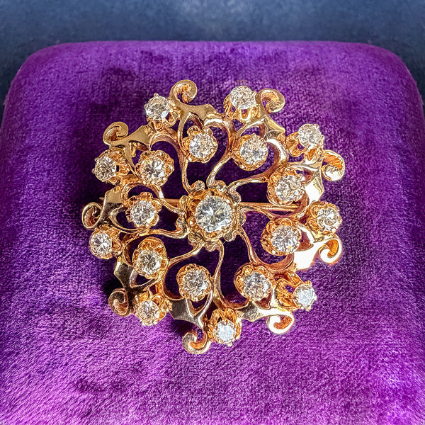 Vintage Diamond Pin sold by Doyle and Doyle an antique and vintage jewelry boutique