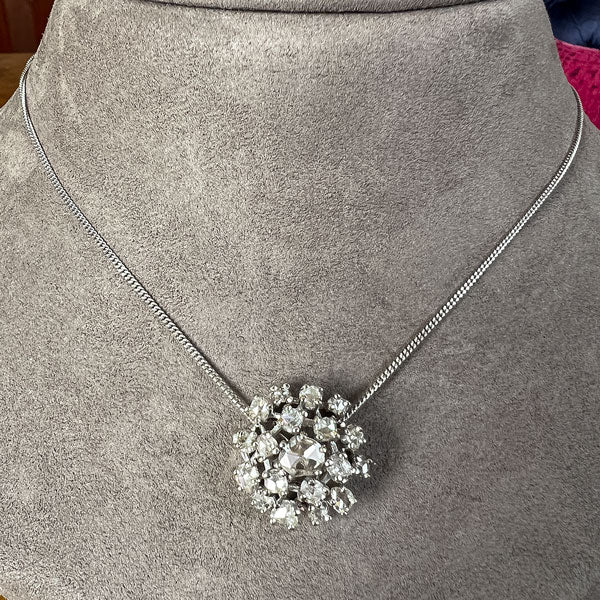 Vintage Rose Cut Diamond Cluster Pendant, sold by Doyle and Doyle an antique and vintage jewelry boutique