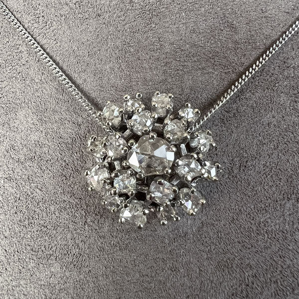 Vintage Rose Cut Diamond Cluster Pendant, sold by Doyle and Doyle an antique and vintage jewelry boutique