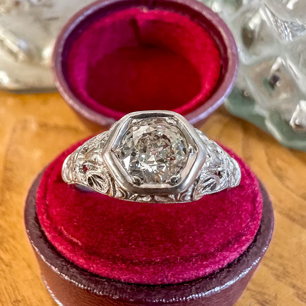 Art Deco Diamond Filigree Engagement Ring, TRB 0.50ct. sold by Doyle and Doyle an antique and vintage jewelry boutique