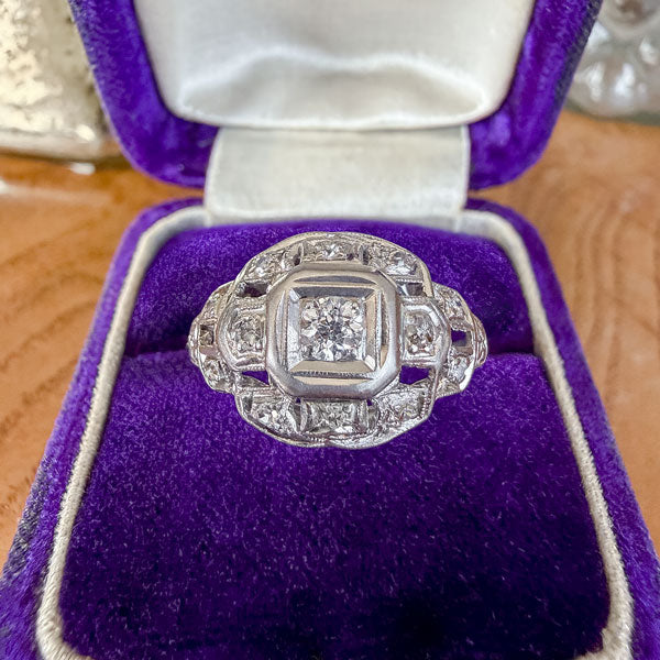 Art Deco Diamond Filigree Engagement Ring sold by Doyle and Doyle an antique and vintage jewelry boutique