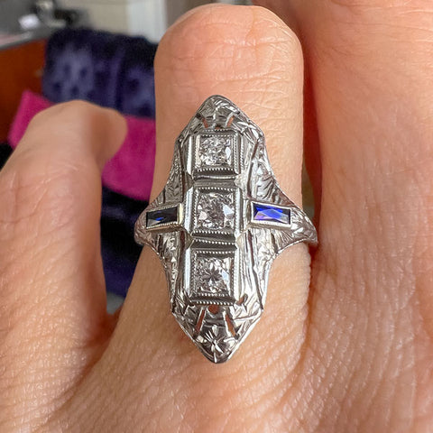 Art Deco Diamond Dinner Ring sold by Doyle and Doyle an antique and vintage jewelry boutique