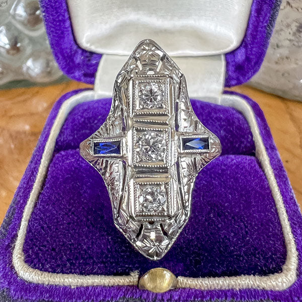Art Deco Diamond Dinner Ring sold by Doyle and Doyle an antique and vintage jewelry boutique