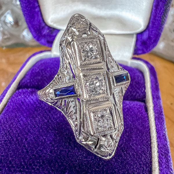 Art Deco Diamond Dinner Ring sold by Doyle and Doyle an antique and vintage jewelry boutique