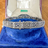 Art Deco Diamond & Sapphire Filigree Bracelet sold by Doyle and Doyle an antique and vintage jewelry boutique