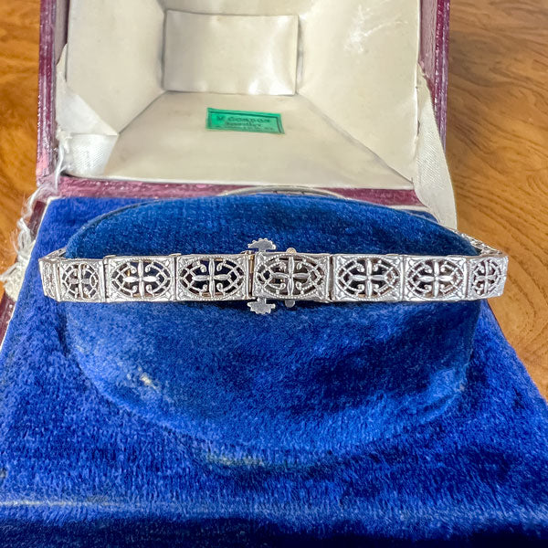 Art Deco Diamond & Sapphire Bracelet sold by Doyle and Doyle an antique and vintage jewelry boutique