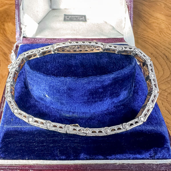Art Deco Diamond & Sapphire Bracelet sold by Doyle and Doyle an antique and vintage jewelry boutique