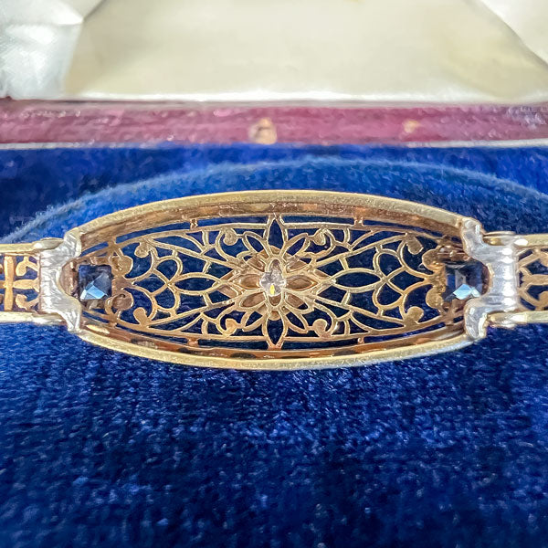 Art Deco Diamond & Sapphire Bracelet sold by Doyle and Doyle an antique and vintage jewelry boutique