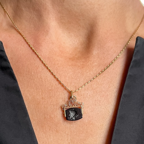 Victorian Poseidon Intaglio Swivel Fob sold by Doyle and Doyle an antique and vintage jewelry boutique